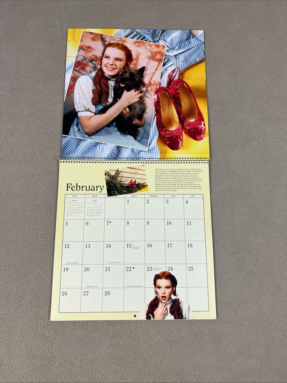 VTG 1995 Hallmark Wizard Of Oz Calendar. Dorothy, Tin Man, Cowardly Lion, Toto.